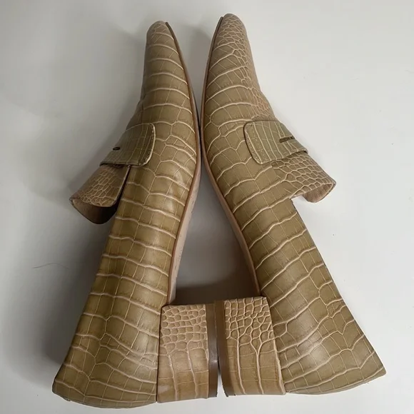Anthropologie Hadley embossed leather Block-Heeled Loafers in Honey / size 9 - Picture 3 of 13